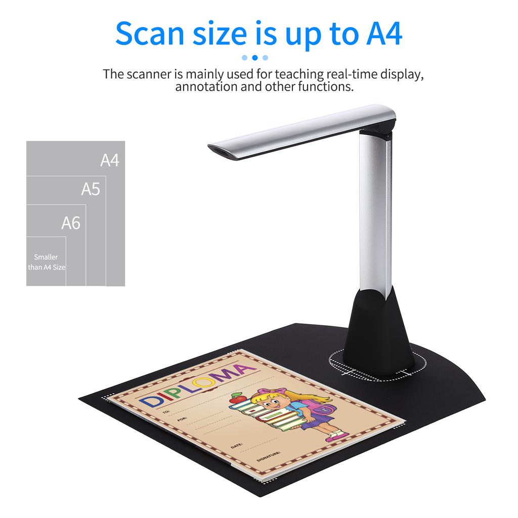 Aibecy BK34 Document Camera Scanner 5 Mega-Pixel HD Camera A4 Capture Size with LED Light Teaching
