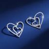 2026 European & American Sparkly Double Heart Earrings for Women - High-End, Simple Niche Design
