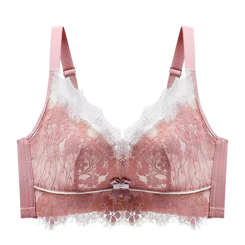 

Новый бюстгальтер, маленькая грудь, большая, собранная, тонкая сверху и толстая снизу, без стального кольца, приятное для кожи сексуальное нижнее белье. 70 розовый