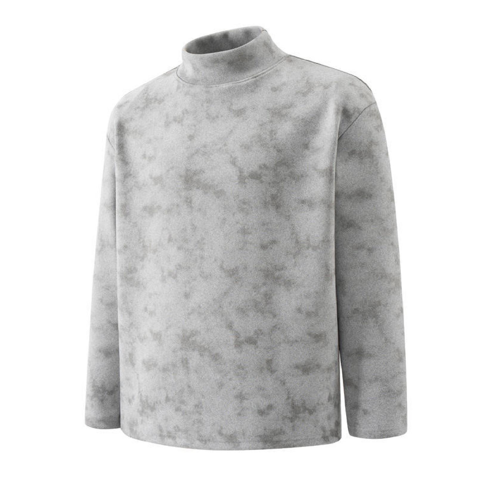 

Мужская модная футболка с длинным рукавом из немецкого бархата в стиле американского ретро тай-дай, мужской утолщенный теплый повседневный пуловер с полувысоким воротом XXXXL