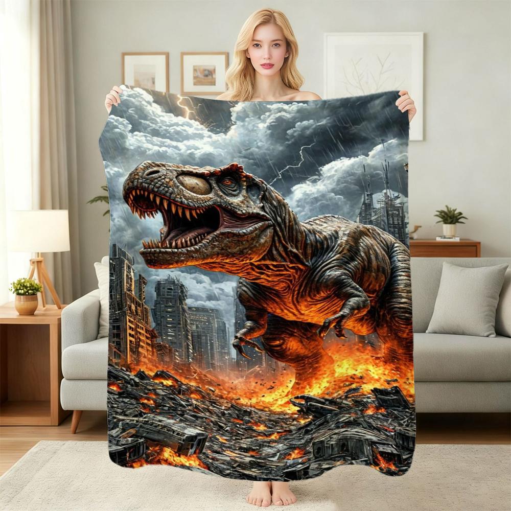 Jurassic World Dominion Theme Printed Blanket Skinfriendly Soft Fleece Blanket For Outdoor Travel Home Party Decor Holiday Gift