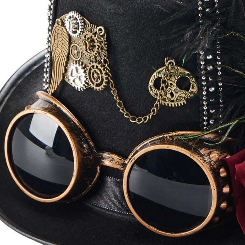 Steampunks Tall Hat Cosplay Goggles Hat Music Festival Costume Party Stage Hat