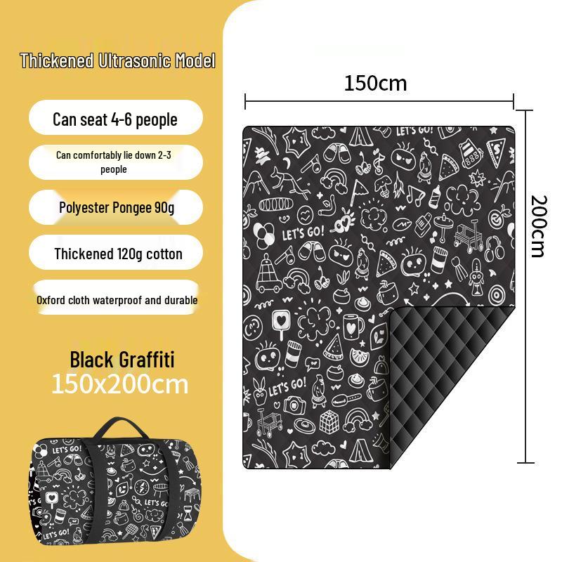 Tapis de pique-nique épaissi à ultrasons: Coussin d'extérieur résistant à l'humidité pour pelouse et camping avec piquets de sol