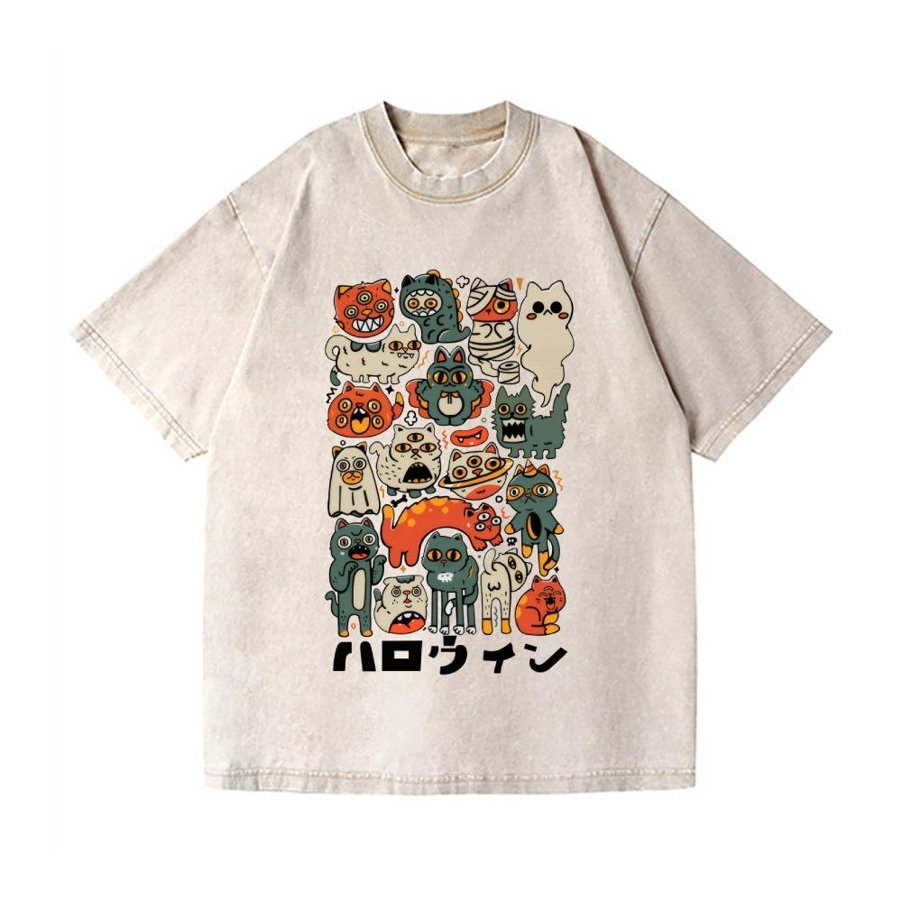 Vintage Wash Japanese Design T-Shirt Holiday Short Sleeve Round Neck Harajuku Sports Tunics Summer Man Loose Fit Clothings