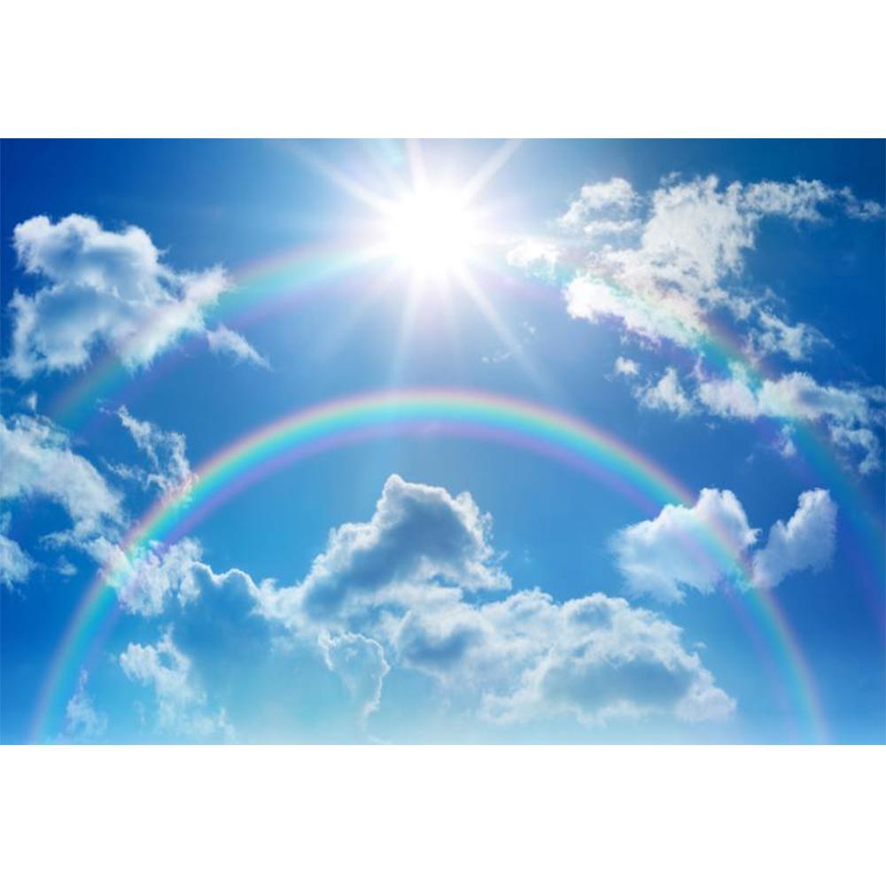 3d Ceiling Wallpaper Blue Sky Murals White Clouds Rainbow Wall Mural Living Room Bedroom Ceiling Wall Paper