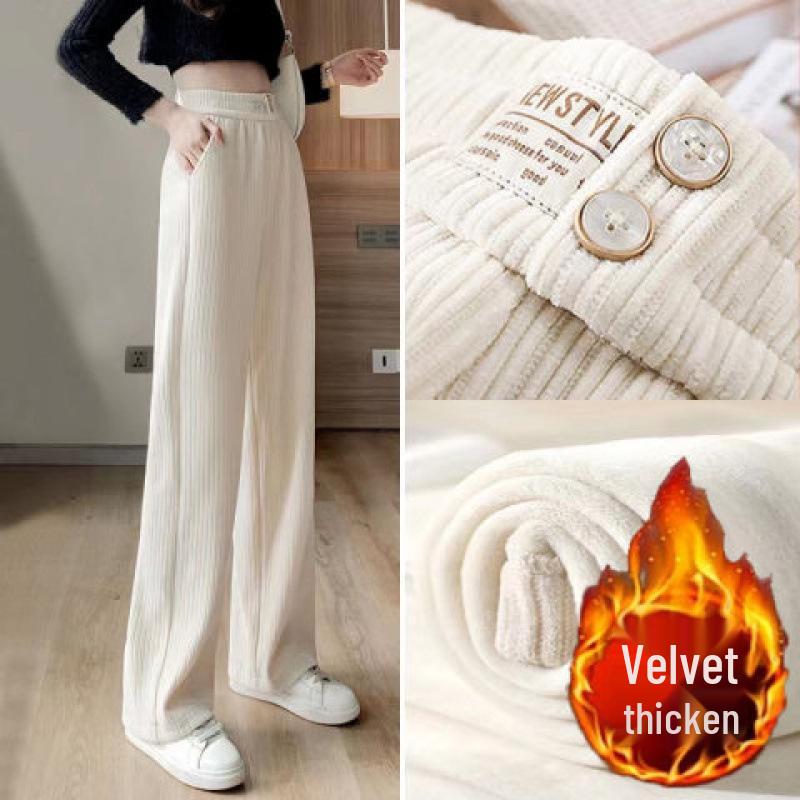 

High-Waisted Women s Corduroy Harem Pants - Wide Leg, Slimming, Plus Size, with/without Fleece 4XL