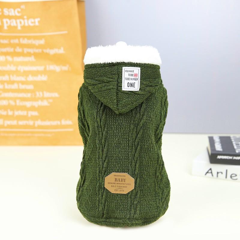 Warm Cotton Dog Sweater Small Breeds Winter Pet Clothing Two-Leg Design In Blue Wine Red Gray Army Green