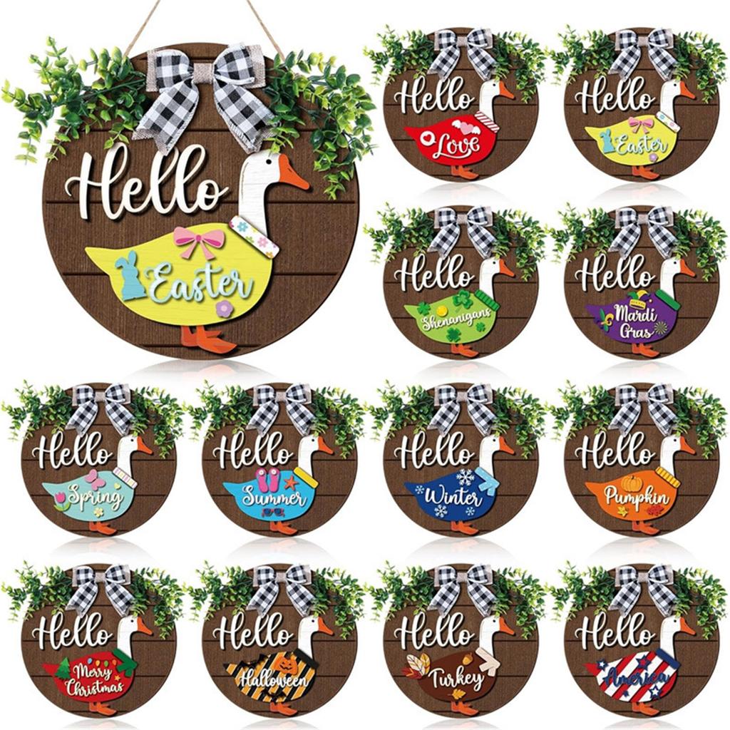 13 Replaceable Wooden Creative Doorplates Welcome Signs Door Hanging Decoration