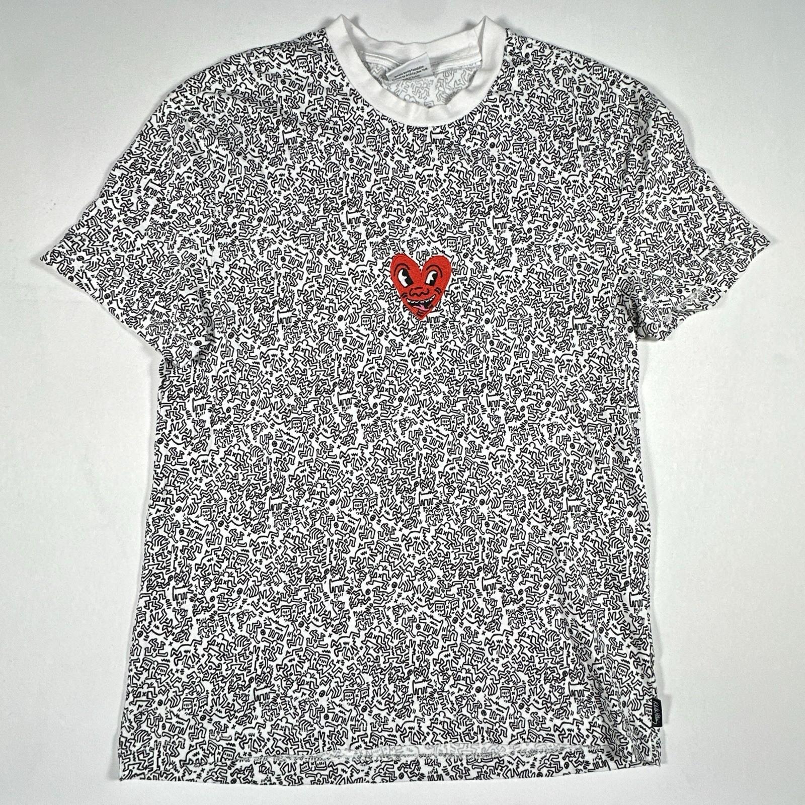 Keith Haring T Shirt XS White Monogram Print Heart Patch Streetwear Art Unisex T-Shirt XXL