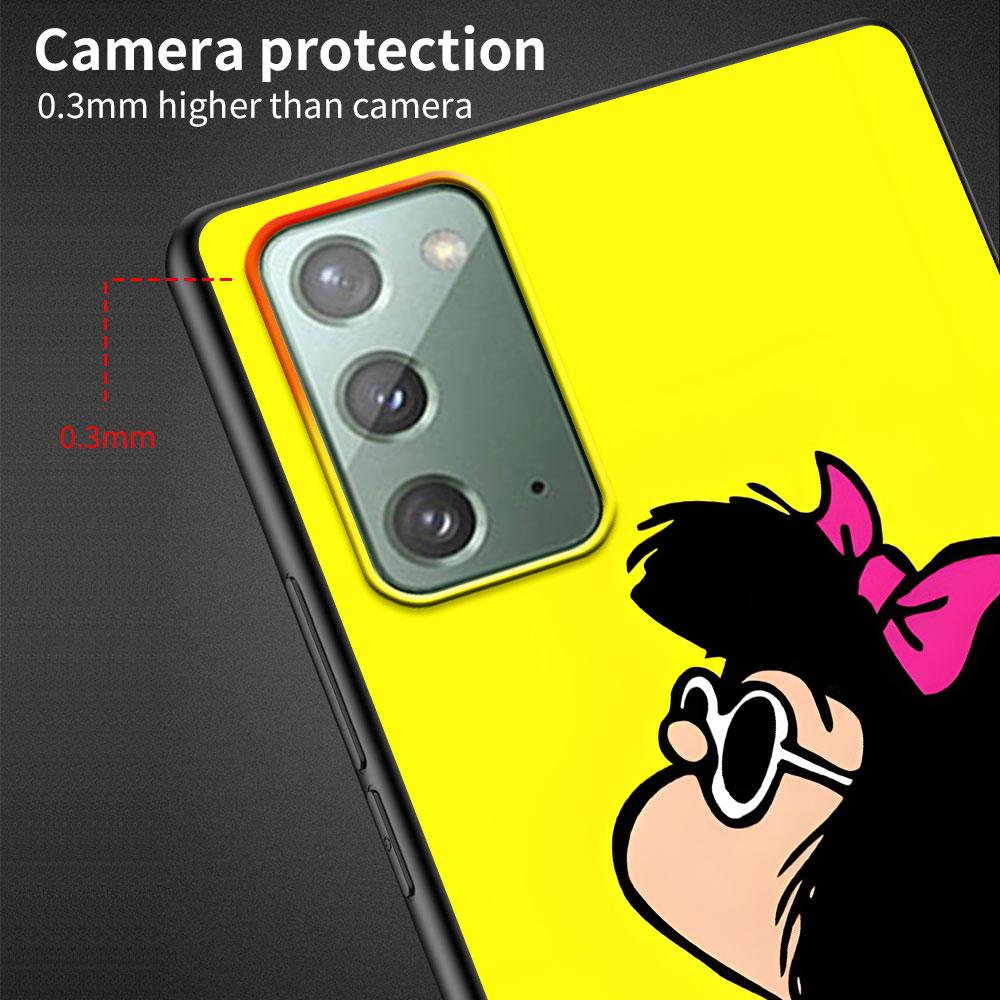 Cartoon Cute Mafalda Case for Samsung Galaxy Note 20 Ultra 8 10 Lite 9 TPU Phone Cover Note 10 Plus Black Soft Shell Funda Capa