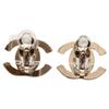 CHANEL 96P Silver Turn Lock CC Logos Earrings Earring SilverUsed
