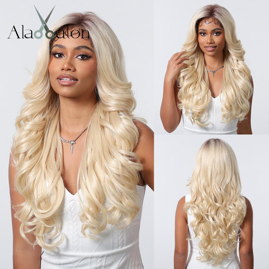 LOUIS FERRE 13x6 Lace Wig Long Wavy Light Blonde Wigs for Women Daily Party Cosplay Wedding High Density Heat Resistant