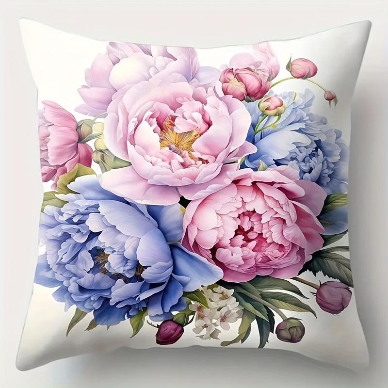Single-sided Printed Cushion Cover Plant Flower Soft Polyester Fabric Living Room Sofa Bedroom Bedside Decorative Pillowcase