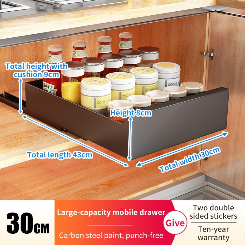 

Pull Out Cabinet Organizer Carbon Steel Slide Out Drawer Storage Kitchen Under Sink Sliding Out Drawer Pantry Shelf Box Rack