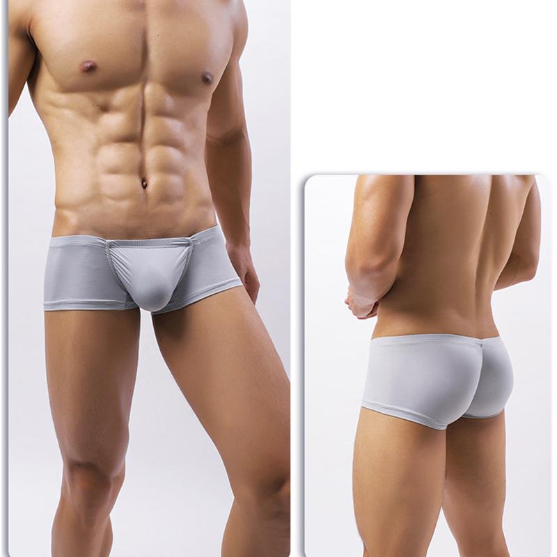 Herren Niedrig sitzende Eis Seide Boxershorts Sexy Einfarbige Dünne Unterhose Bequem Unsichtbar Enganliegende Unterwäsche
