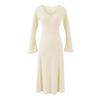 Women's French Retro V-neck Bell Sleeve Knit Dress, Autumn/Winter Slim Fit