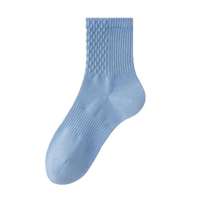Female Autumn and Winter Pure Color Draw Waist Boneless Exercise Breathable Sweat Absorbing Tube Cotton Socks
