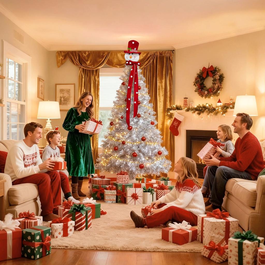 Christmas Tree Star Snowman Hat Decoration, Snowman Red Hat Tree Top Ornaments, Christmas Tree Decoration Pendants