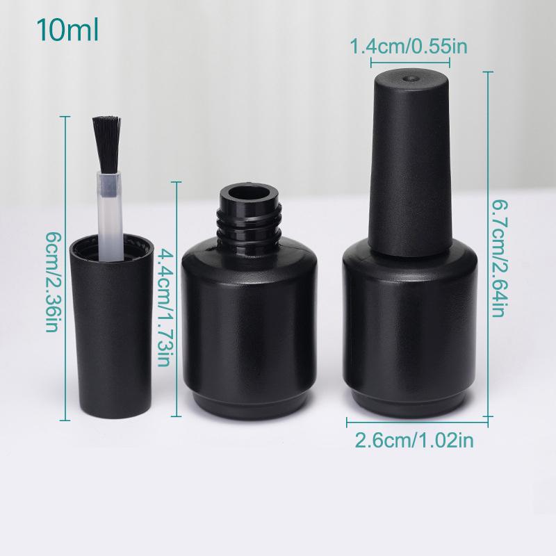 Nail Gel Bottle Empty Nail Polish Bottles Black Refillable Bottles With Brush For Travel Portable Cosmetic Containers 6/7/8/10Ml