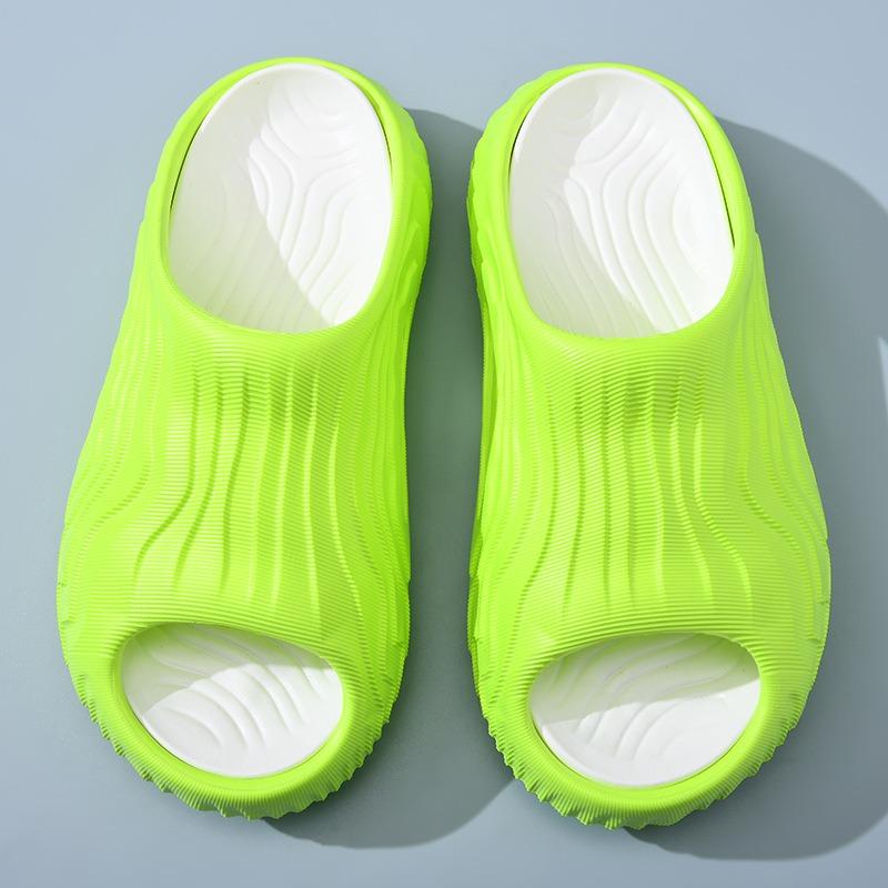 

Тапочки дышащие и нескользящие двухцветные толстоподошвенные износостойкие уличные eva прохладные тапочки мужские с открытым носком пляжные шлепанцы на одной перемычке 44-45