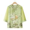 Yalu New Chinese Style Ice Silk Loose Top Set for Elderly Women