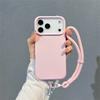 For iPhone 17 Pro Max Case Soft Microfiber Lining Liquid Silicone+PC Phone Cover with Wrist Strap