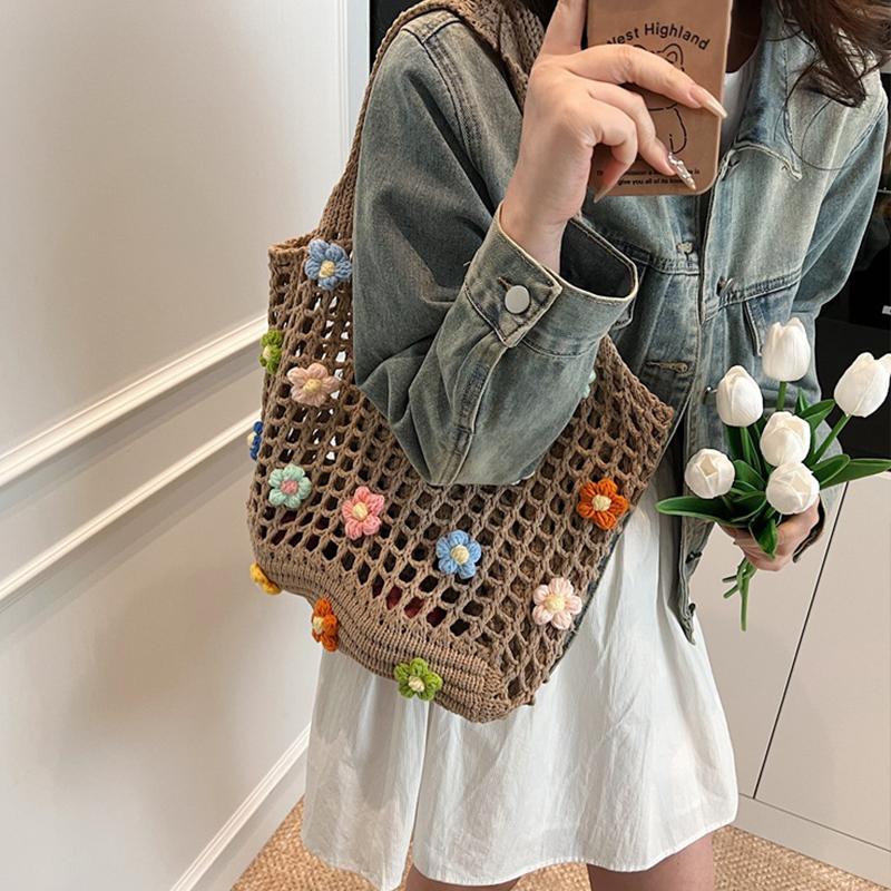 Hollow Solid Flowers Shoulder Bag Fabric Lace Women's Bags High Quality Versatile High Quality New Soft Women's Handbags AVE