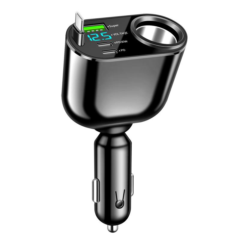 

Автомобильное зарядное устройство SEAMETAL 66 Вт USB Super Charge Адаптер для зарядного устройства телефона PD USB-C QC3.0 Многопортовая зарядка телефона чёрный