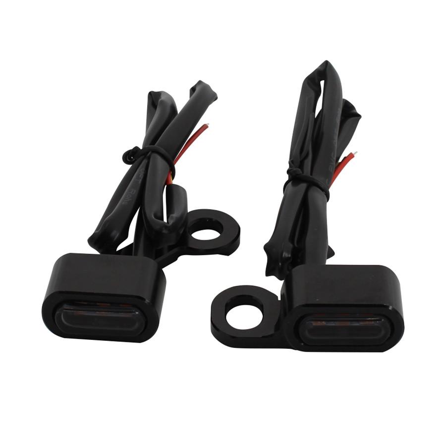 2X Motorcycle Amber LED Mini Turn Signal Indicator Running Light Lamp Full BLACK