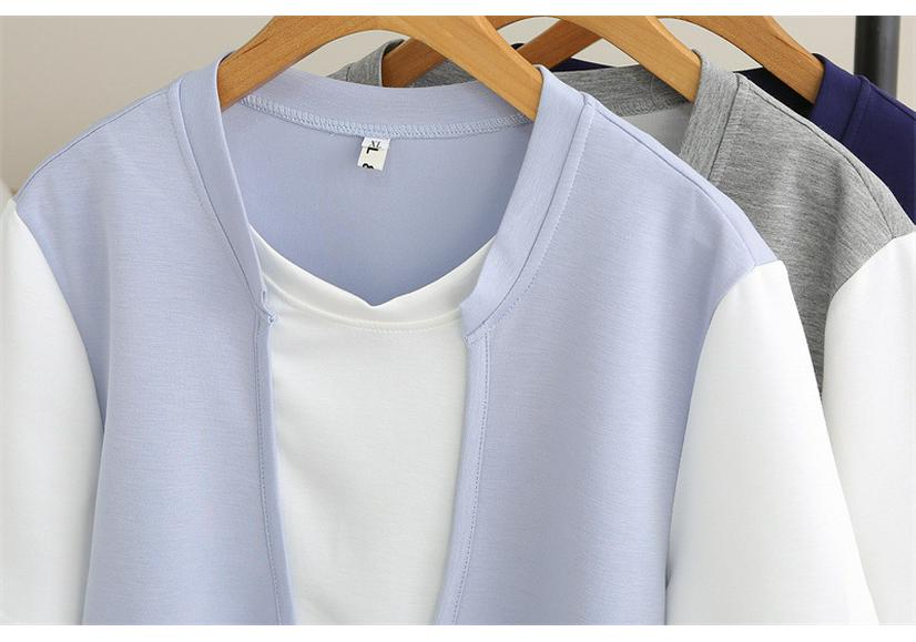 2026 Women's Plus Size Color Block College Style Short Sleeve Pullover T-shirt