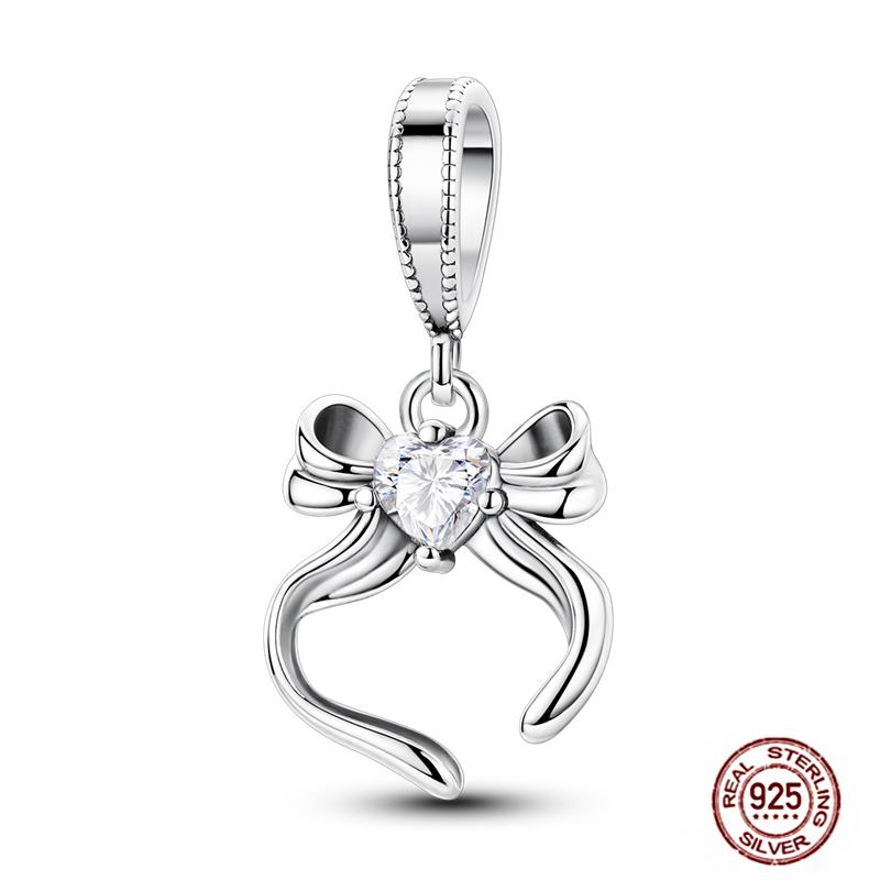 Charms  925 Sterling Copper Love Heart Sunflower Family Puppy Clip Charm Fit Bracelets Original Beads Women Souvenir DIY Zircon