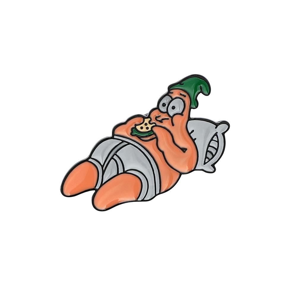 Creative European and American Popular SpongeBob SquarePants Patrick Star Funny Happy Cute Metal Badge, Brooch