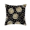 Home Furnishings Black Gold Leaf Print Cushion Cover Office Cushion Cover Waist Pillow Cover