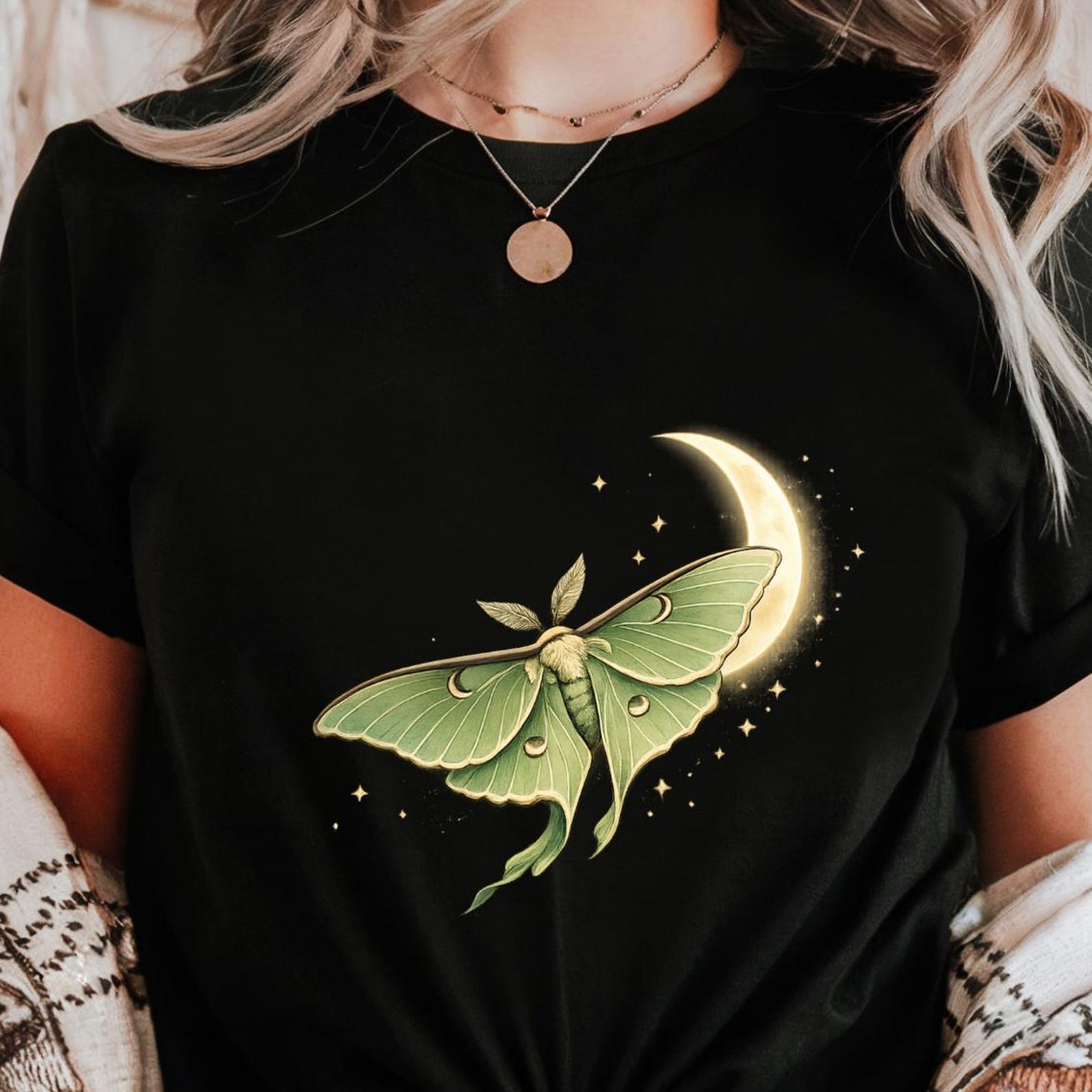 Luna Moth Shirt | Crescent Moon Nature Tee 3XL