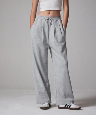 AWESOME STUDIO Double-Pleat Wide Sweatpants Melange Grey