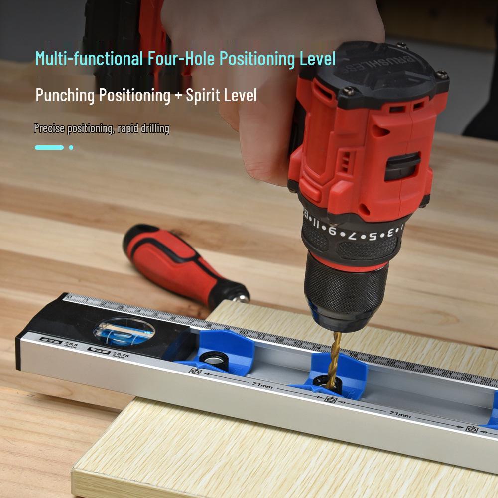 High-Precision 2-in-1 Hole Punch & Level Measuring Ruler for Home Improvement