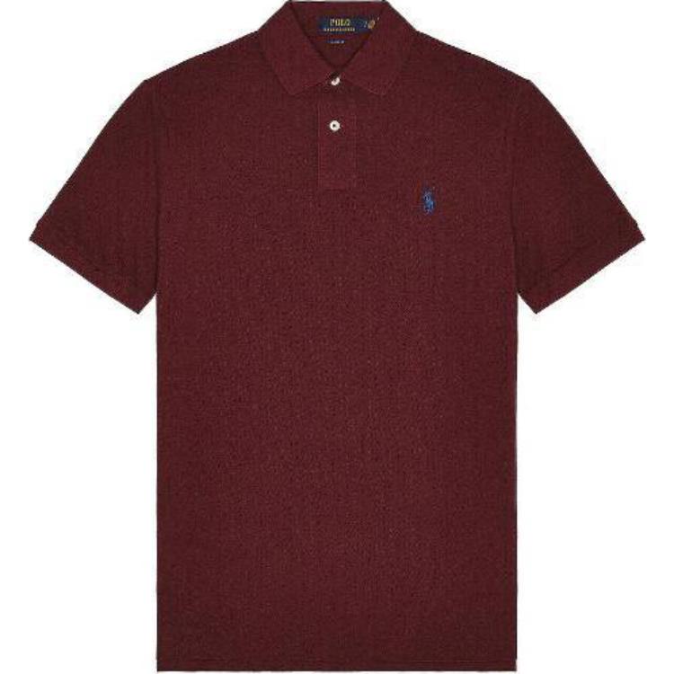 

Polo Ralph Lauren Solid Logo Straight Fit Polo Shirt Men tops Burgundy 710534735-343 S