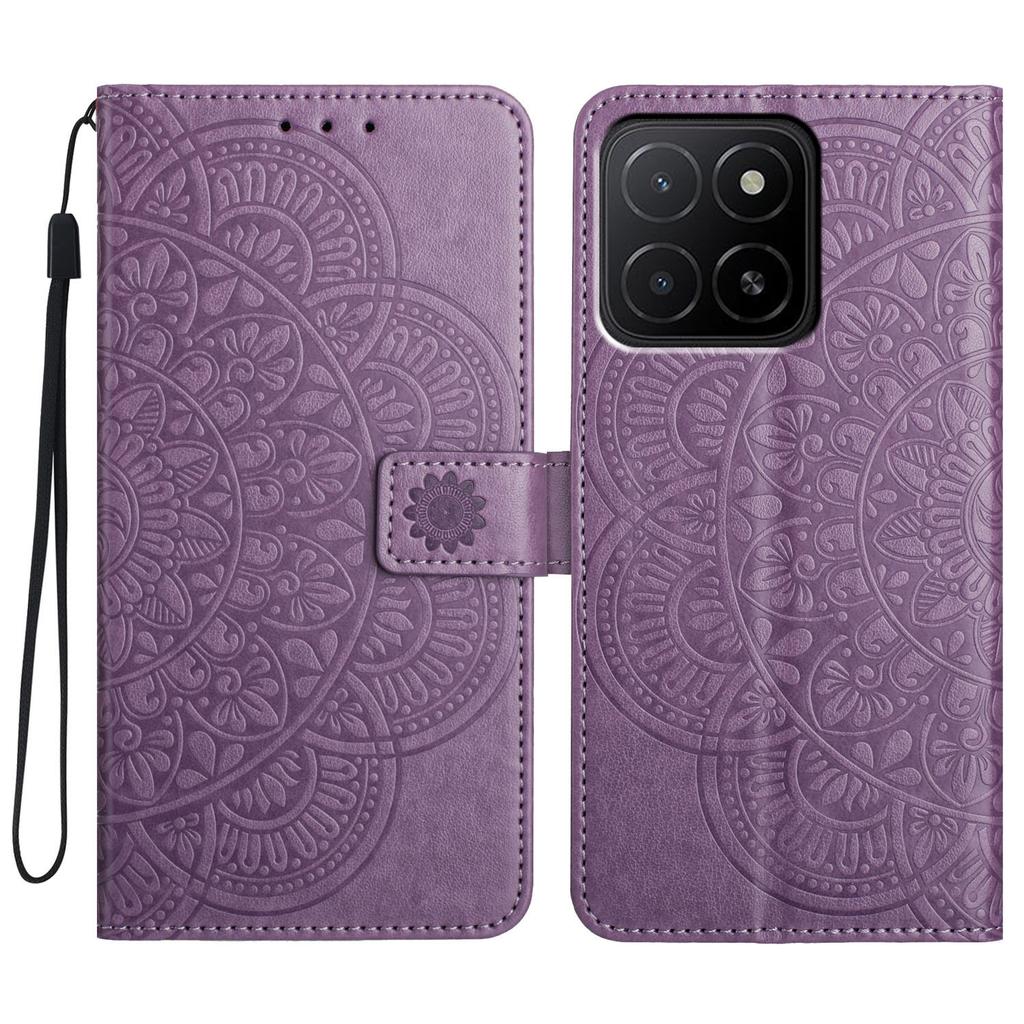 For Honor X5b Plus/X5b Leather Case with Card Slots Mandala Pattern Phone Cover Stand
