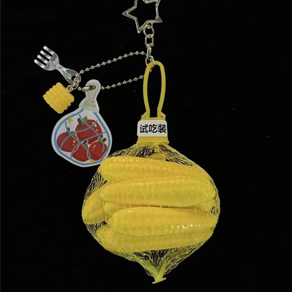 Tomato Peach Pocketful Fruit Pendant Multicolor Auto Interior Accessories Mini Fruit Keychain Gift Corn