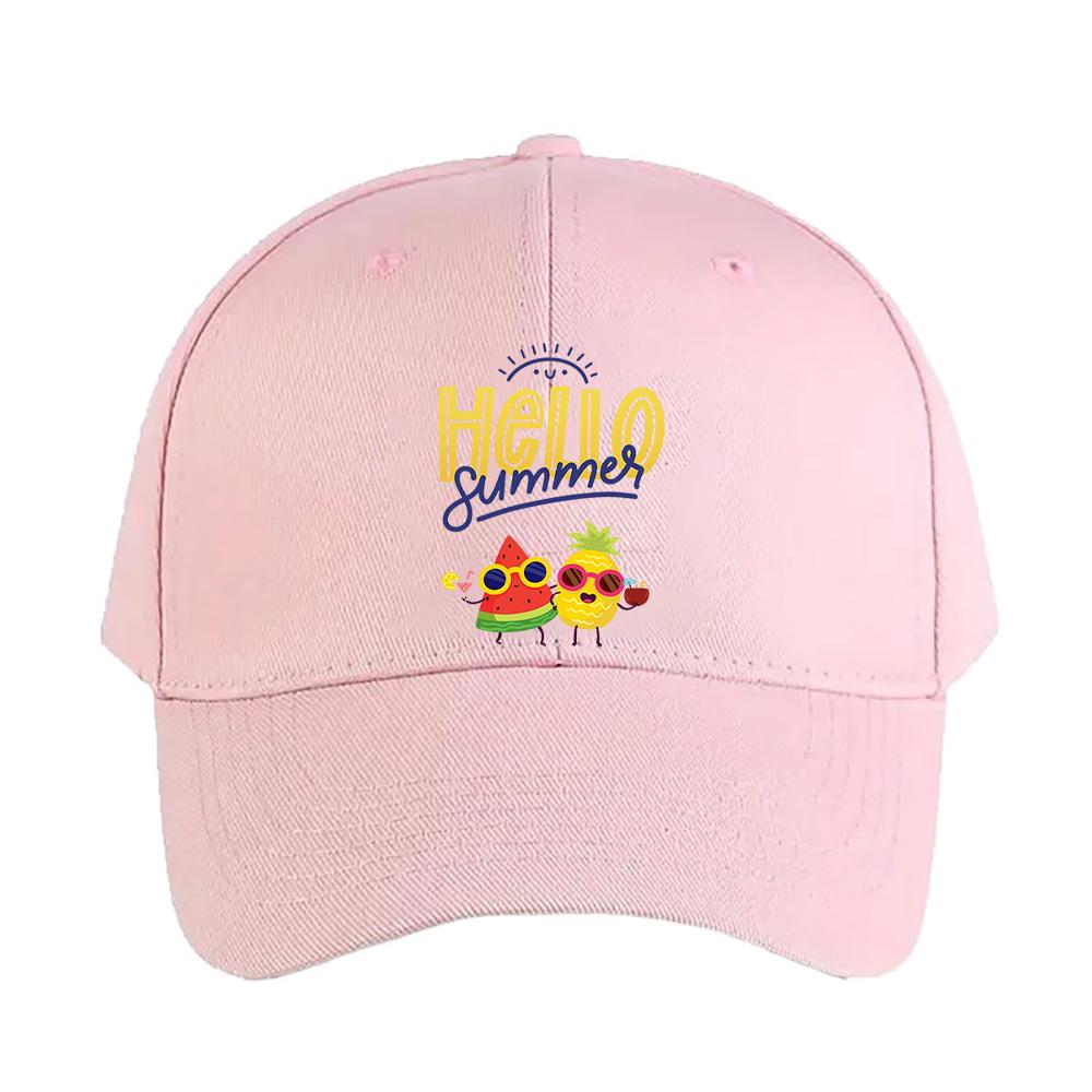 Hello Summer Watermelon and pineapple holiday Summer Woman Man Baseball Cap Adjustable with Curved Brim Duckbill Cap
