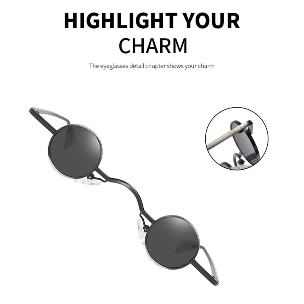 Sunglasses Rock Punk Glass Vintage Style Round Lens Sunproof Unisex Small Circle Hippie Accessories Anti-UV Sun Glasses Outdoor