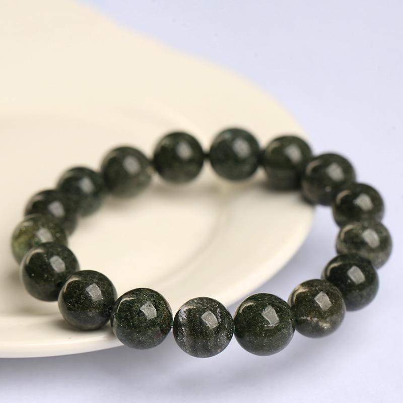 Hongchu Crystal Natural Green Phantom Quartz Round Bead Bracelet Full Green Phantom Quartz Treasure Bowl Bracelet Loose Beads