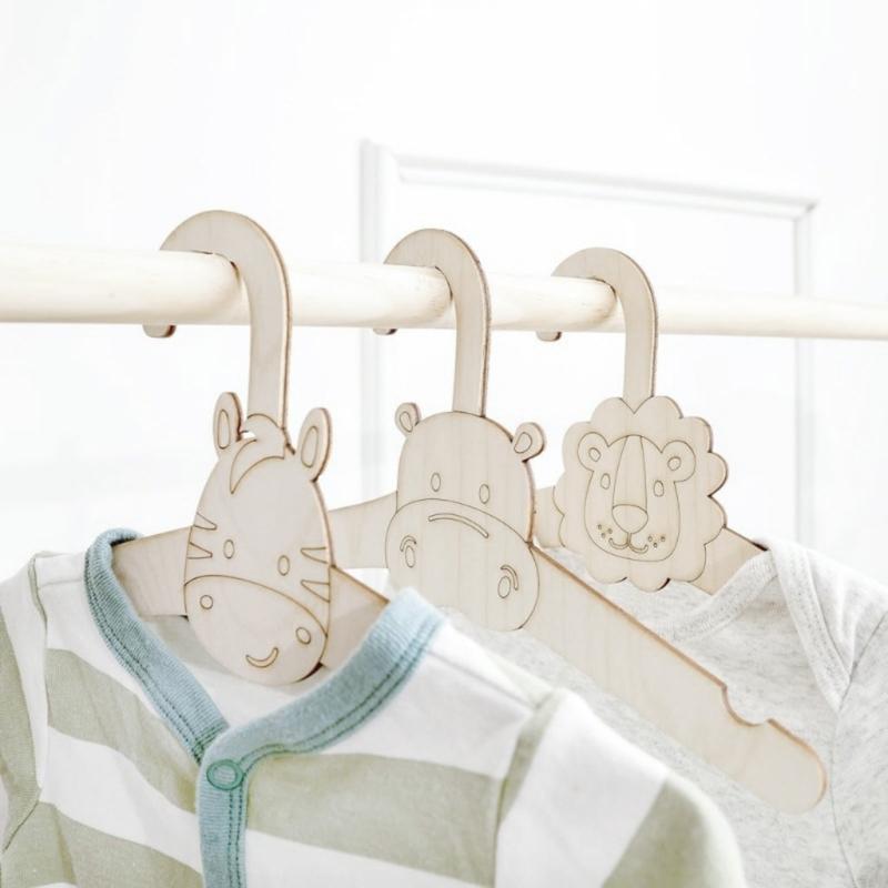 10pcs Practical Sturdy Wood Hangers for Children's Clothes Portable Accessory for Baby Dresses Pants and Outerwear
