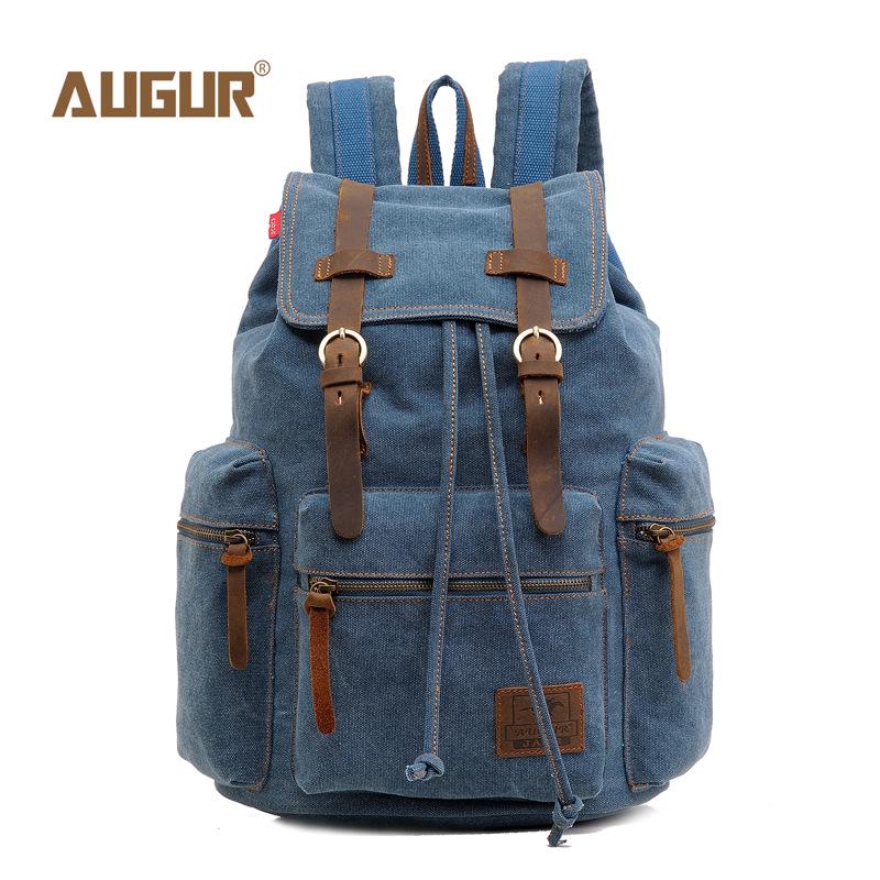 AUGUR Vintage Canvas Backpack for Men – Dual-Shoulder Laptop & School Bag