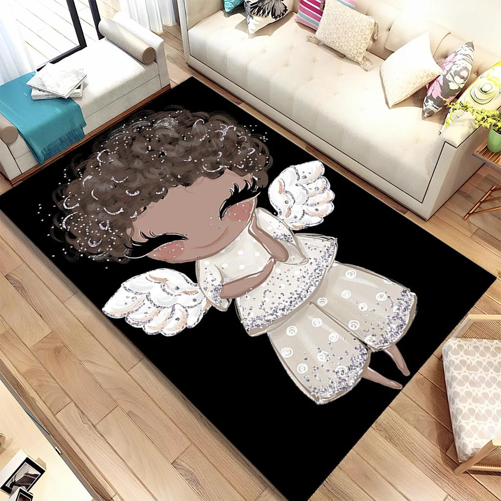 Cute Ballet Girl Ballerina Fairy Cartoon Area Rug,Carpet for Living Room Bedroom Sofa Doormat Decoration, Kid Non-slip Floor Mat