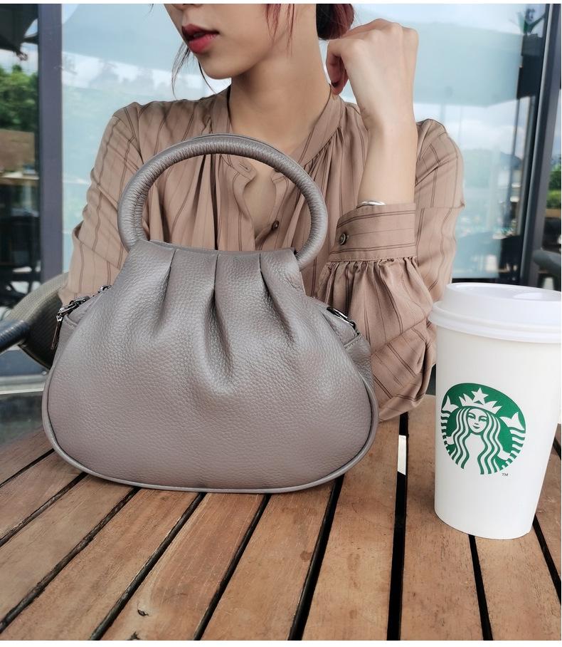 2025 Damen Tasche aus echtem Rindsleder 'Wolkenknödel' - Einzelne Schulter, Handtasche, Crossbody Mom Bag