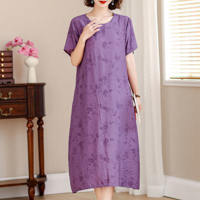 Elegant Women's Dresses Summer Plus Size Casual Loose Short Sleeve Long Dress Woman Clothing