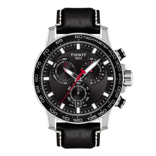 Tissot Men's Super Sport Chronograph Watch, Black Dial, Leather Strap, T1256171605100, Officially Imported