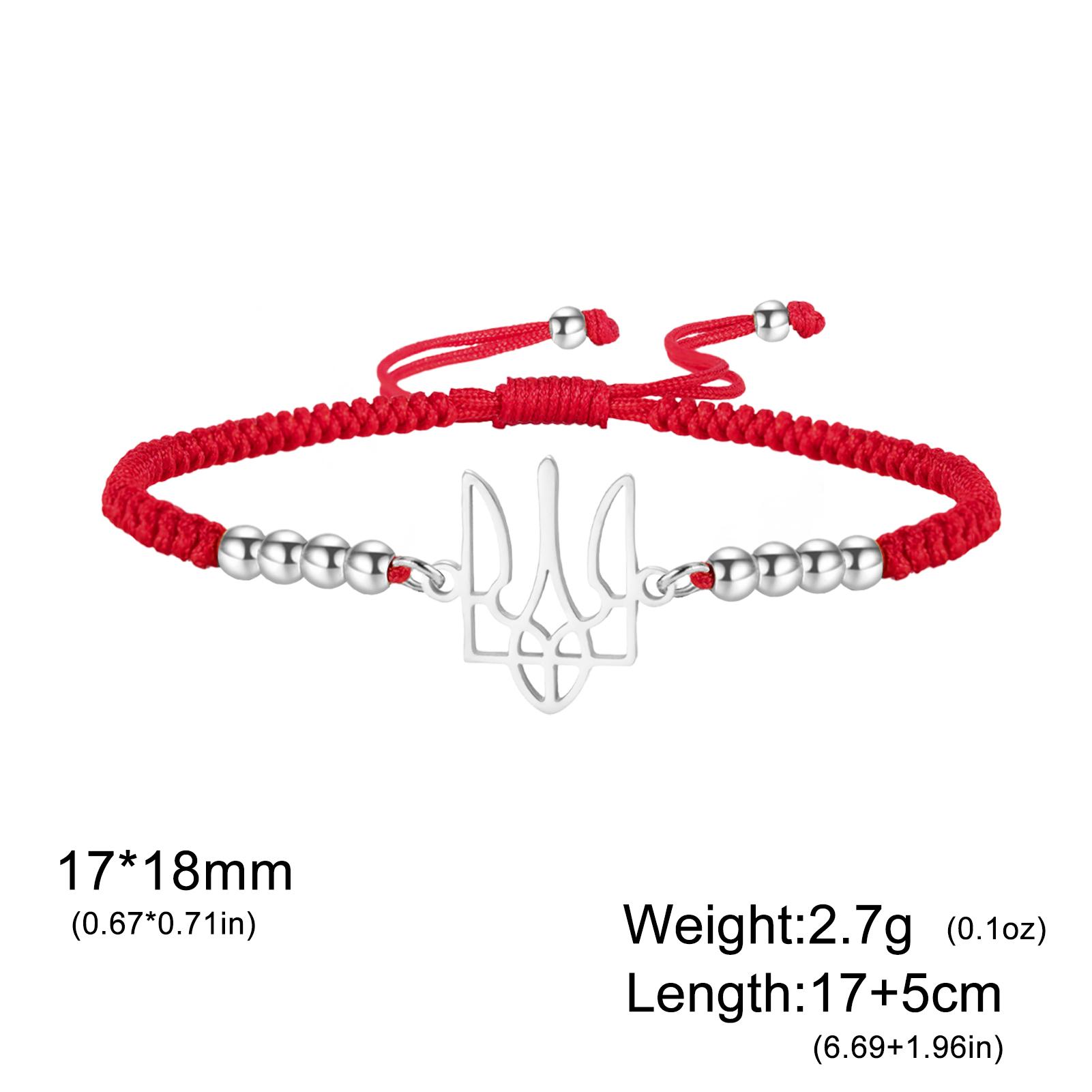 

Ukraine National Symbol Red Black Color Wax Rope Bracelet for Women Men Stainless Steel Beads Bracelet Birthday Anniversary Gift adjustable