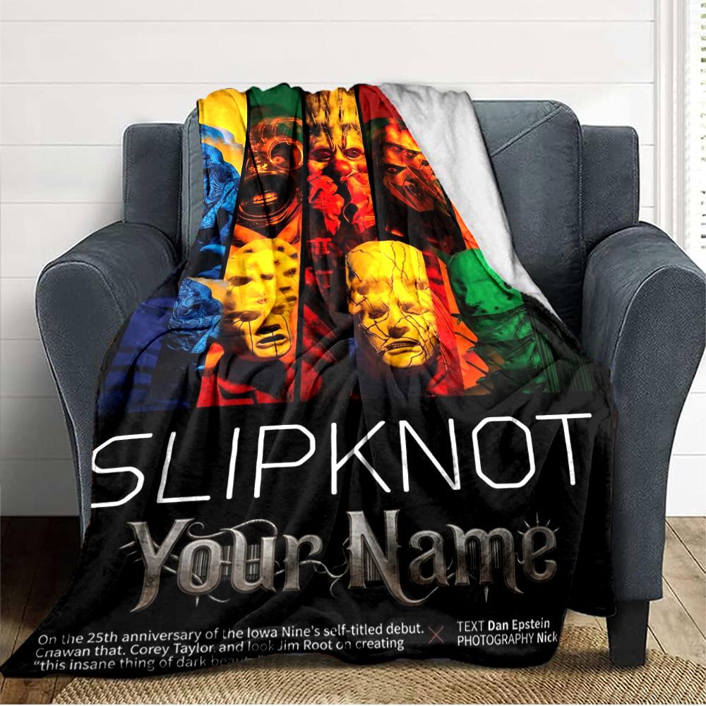 Name Custom Band Slipknot Print Flannel Blanket High Quality Warm Comfortable Cover for All Seasons Perfect for Gifts Home Decor
